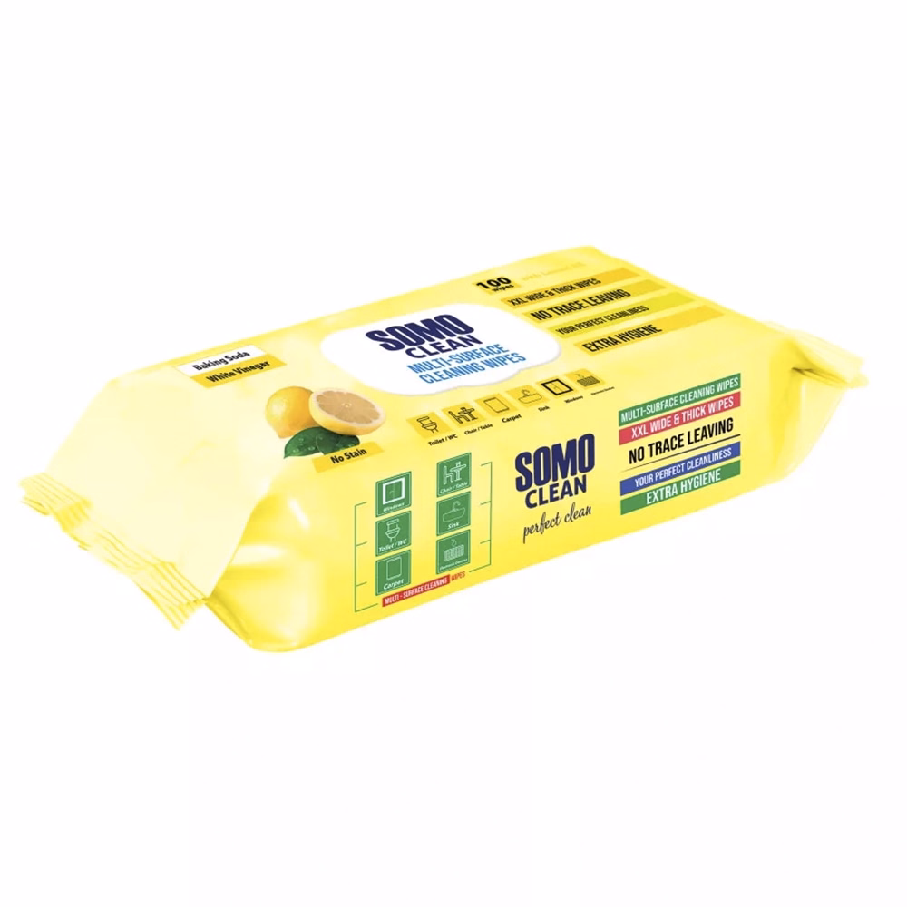 Nedves törlőkendő SOMO háztartási univerzális citrom 100 darabos