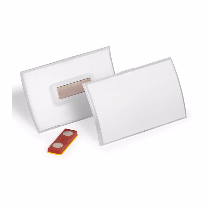 Névjegykitűző DURABLE Click Fold 54x90 mm mágneses elfordulásmentes átlátszó