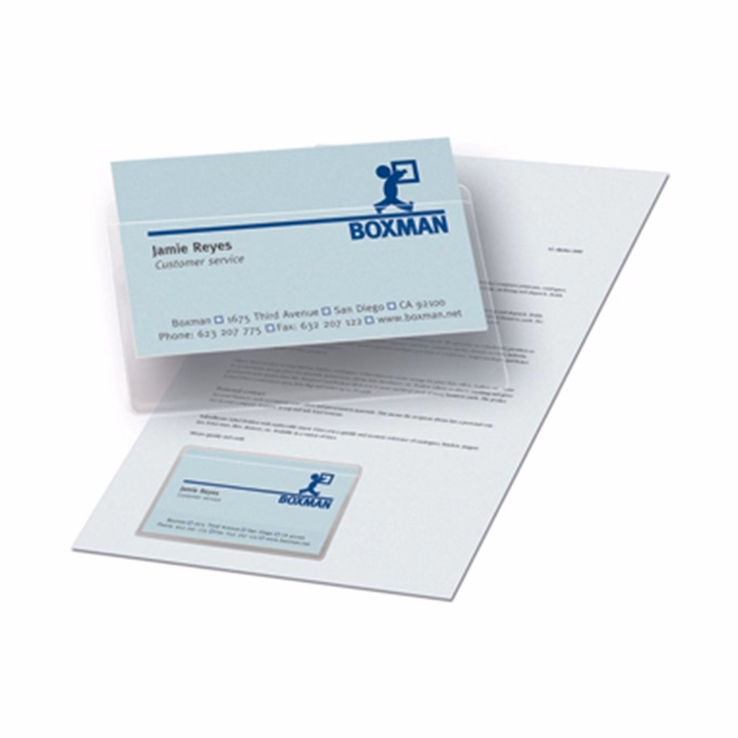 Névjegytartó tok DJOIS öntapadós 95x60 mm felül nyitott 100 darabos