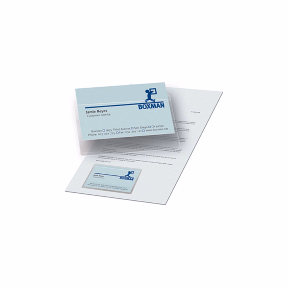 Névjegytartó tok DJOIS öntapadós 95x60 mm felül nyitott 100 darabos