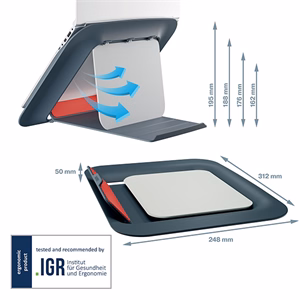 Notebook állvány LEITZ Ergo Cosy 13"-17" bársony szürke Notebook állvány LEITZ Ergo Cosy 13"-17" bársony szürke