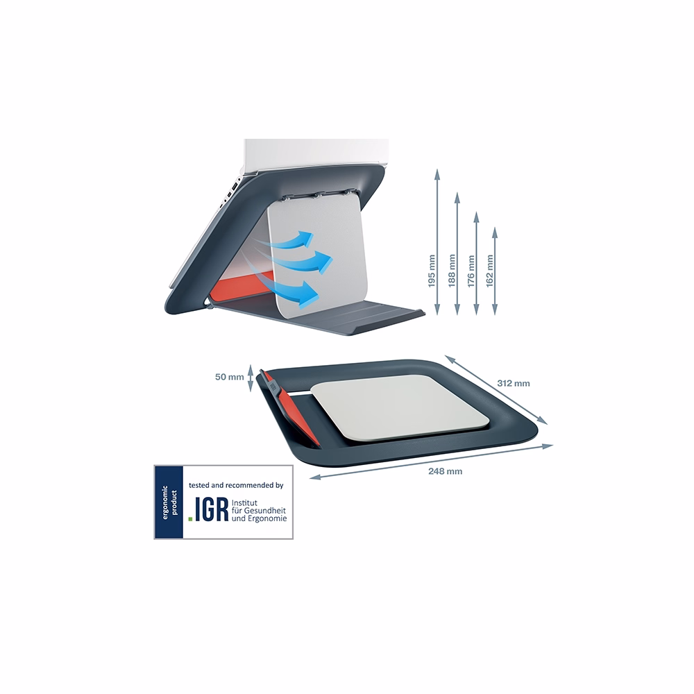 Notebook állvány LEITZ Ergo Cosy 13"-17" bársony szürke Notebook állvány LEITZ Ergo Cosy 13"-17" bársony szürke