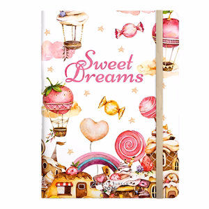 Jegyzetfüzet ponthálós DOLCE BLOCCO Secret Journal A/5 176 oldalas Sweet Dreams keménytáblás gumis