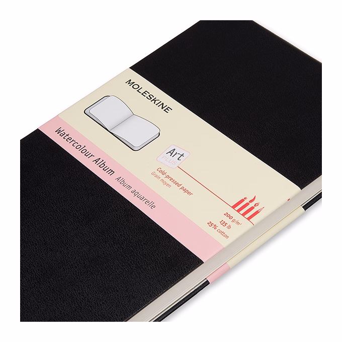 Jegyzetfüzet sima MOLESKINE ARTMM804 "L" fekvő keményfedeles watercolour fekete