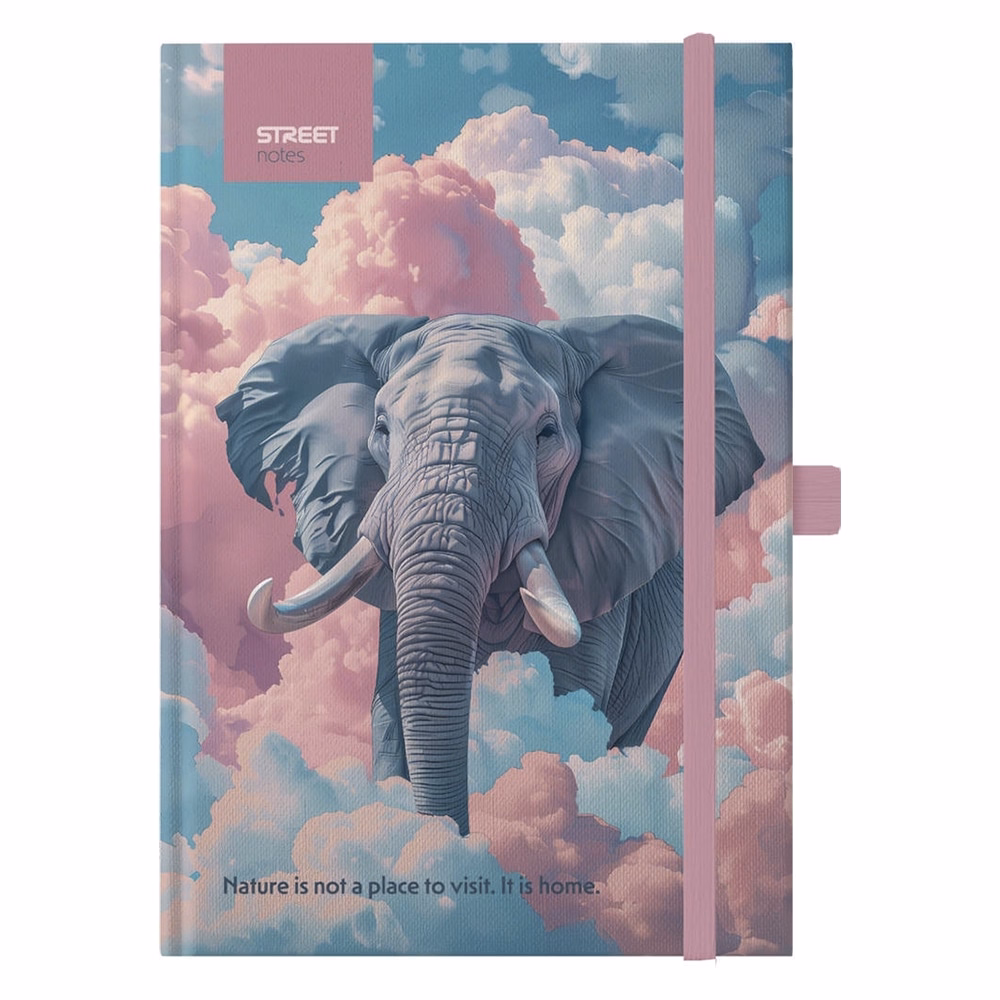 Notesz vonalas STREET Animals Edition Elephant A/5 96 lapos gumis keményfedelű