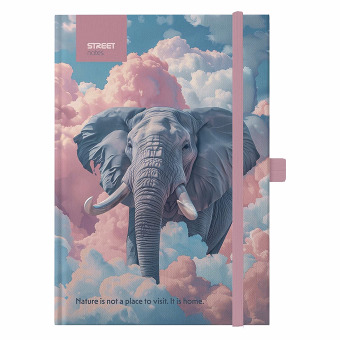 Notesz vonalas STREET Animals Edition Elephant A/5 96 lapos gumis keményfedelű