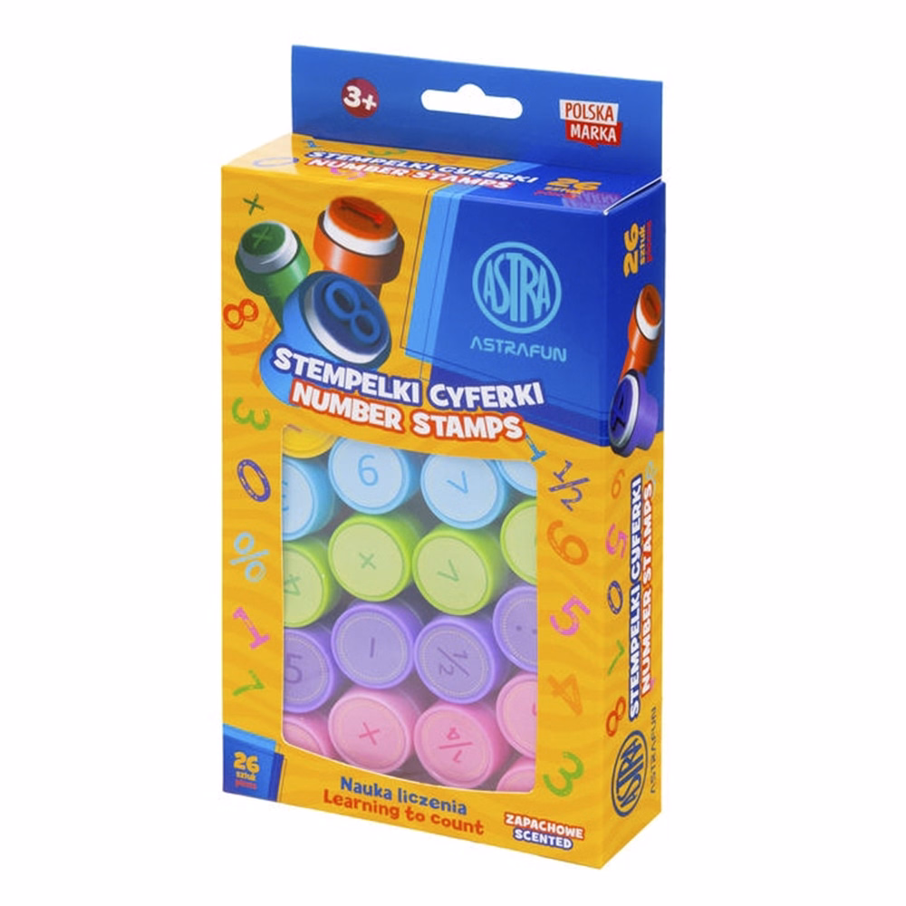 Nyomda ASTRA FUN önfestékező számok és matematikai jelek illatos festékkel 26 darabos