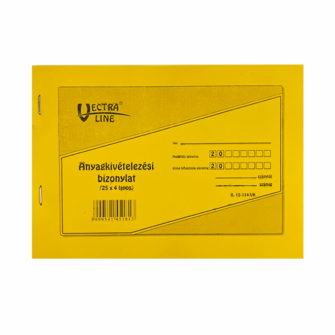 Nyomtatvány anyagkivételezési bizonylat VECTRALINE A/5 fekvő 25x4 lapos 8 tételes