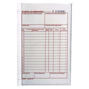 Nyomtatvány átadás - átvételi elismervény VECTRALINE A/5 álló 25x3 lapos