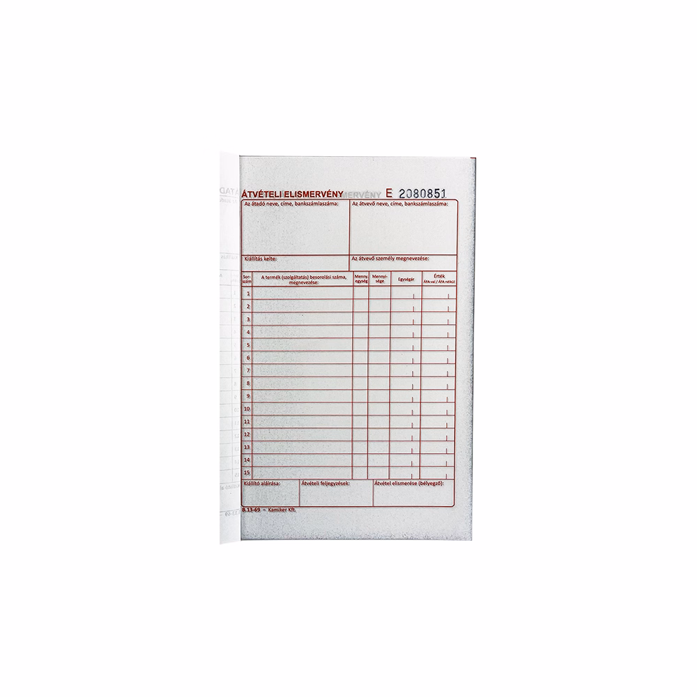 Nyomtatvány átadás - átvételi elismervény VECTRALINE A/5 álló 25x3 lapos