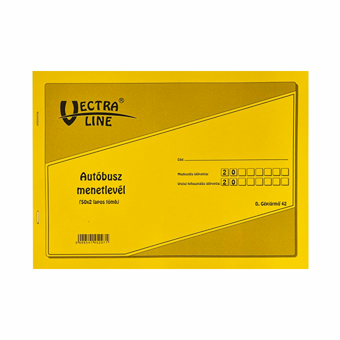 Nyomtatvány autóbusz menetlevél VECTRALINE A/4 fekvő 50x2 lapos