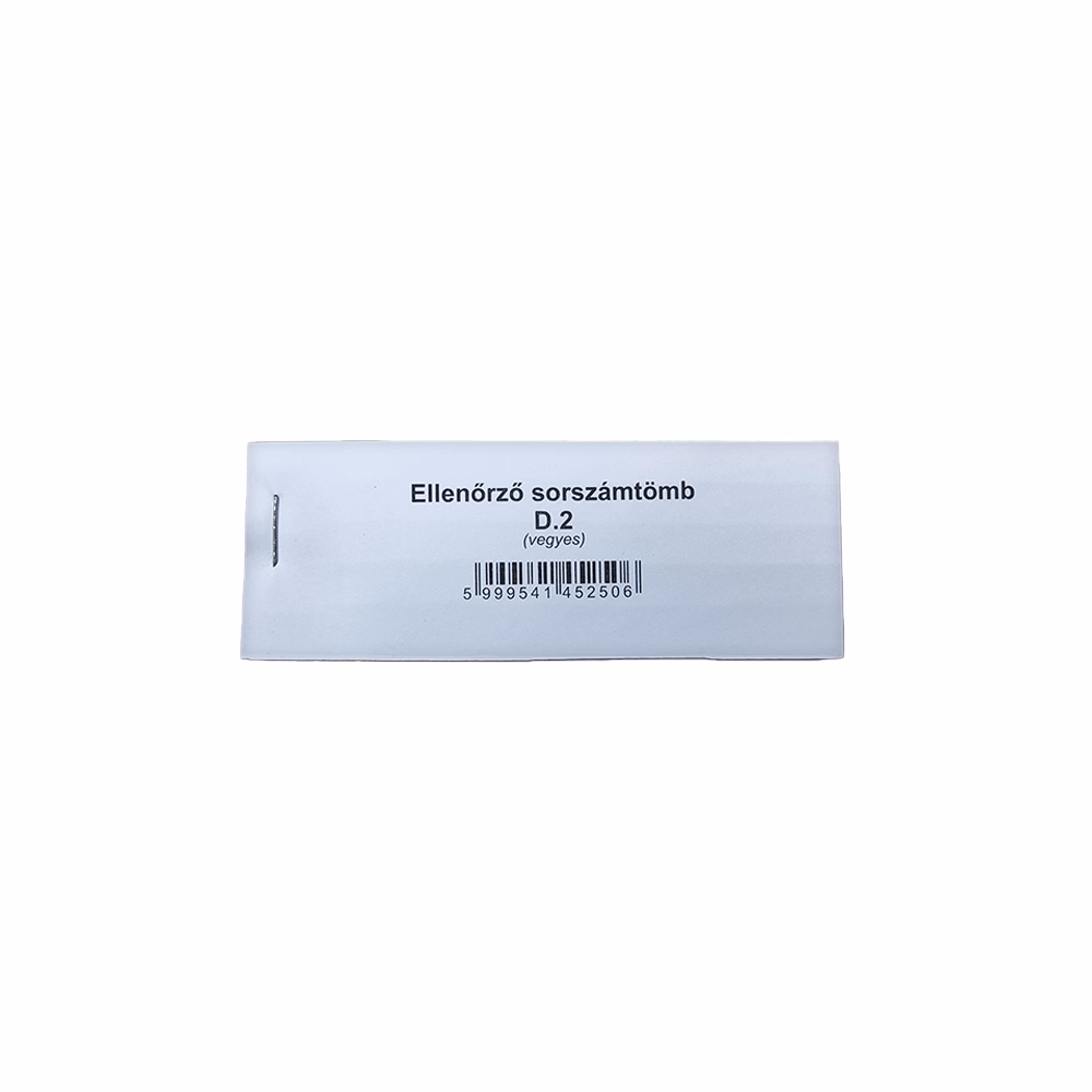 Nyomtatvány ellenőrző sorszámtömb D2 100 lapos 118x40 mm 2 szelvényes vegyes 30 tömb/csomag