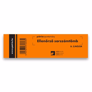 Nyomtatvány ellenőrző sorszámtömb PÁTRIA D2 100 lapos 146x40 mm rózsaszín