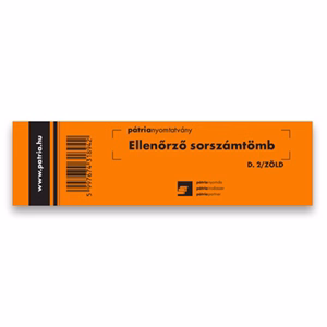 Nyomtatvány ellenőrző sorszámtömb PÁTRIA D2 100 lapos 146x40 mm zöld