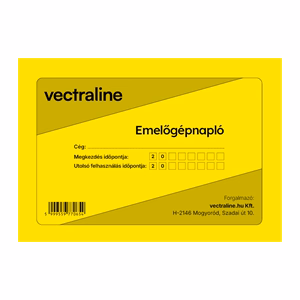 Nyomtatvány emelőgépnapló VECTRALINE A/5 fekvő 32 lapos