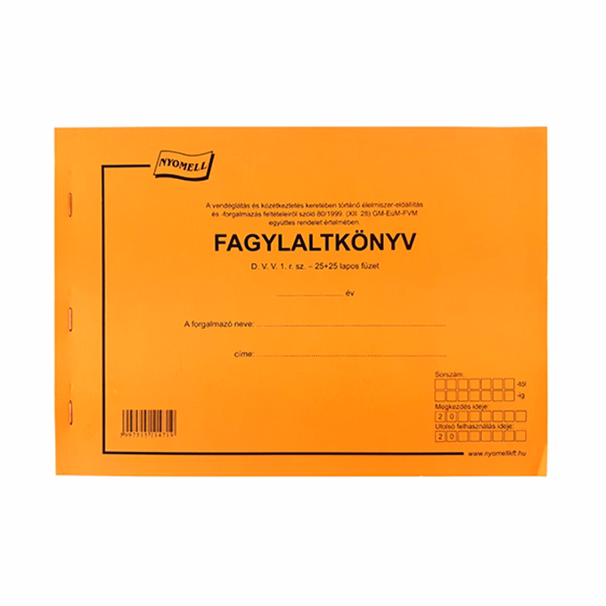 Nyomtatvány fagylaltkönyv