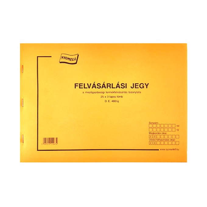 Nyomtatvány felvásárlási jegy mezőgazdasági A/4 25x3 Nyomtatvány felvásárlási jegy mezőgazdasági A/4 25x3