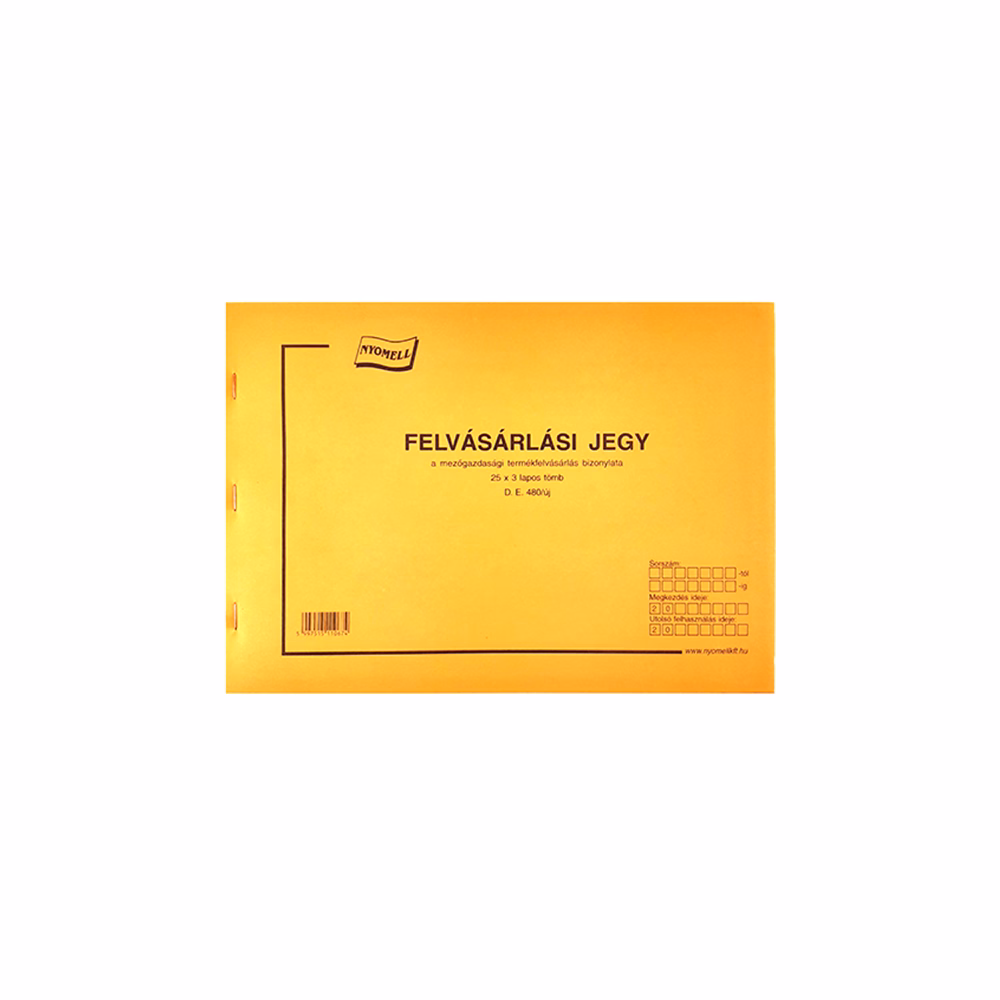 Nyomtatvány felvásárlási jegy mezőgazdasági A/4 25x3 Nyomtatvány felvásárlási jegy mezőgazdasági A/4 25x3