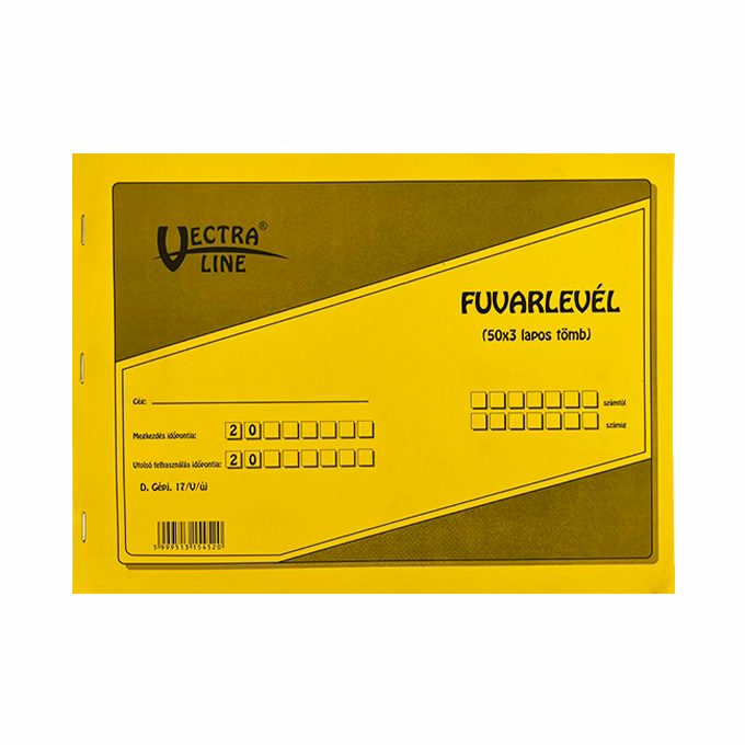 Nyomtatvány fuvarlevél VECTRALINE A/4 fekvő 50x3 lapos