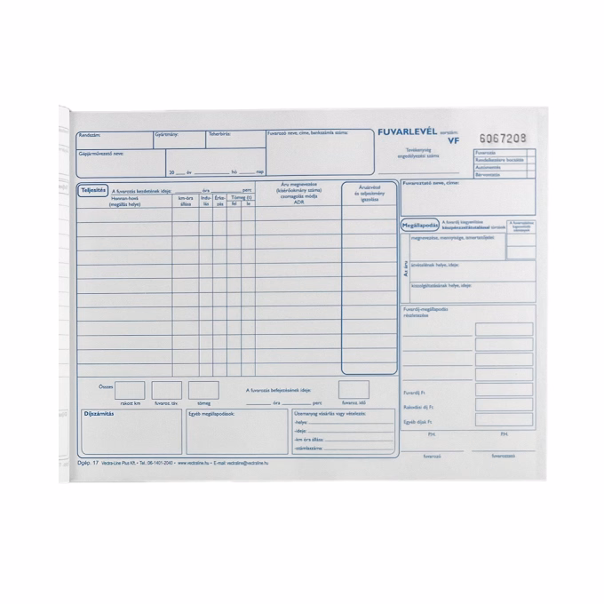 Nyomtatvány fuvarlevél VECTRALINE A/4 fekvő 50x3 lapos