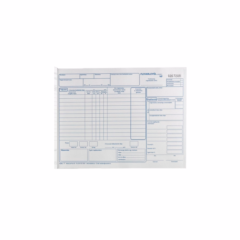 Nyomtatvány fuvarlevél VECTRALINE A/4 fekvő 50x3 lapos