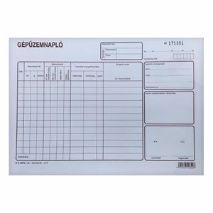Nyomtatvány gépüzemnapló  A/4 25x3