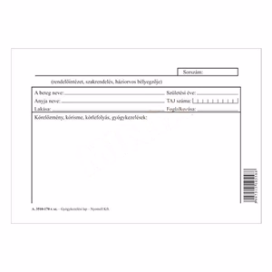 Nyomtatvány gyógyászati lap A/5 1 lapos