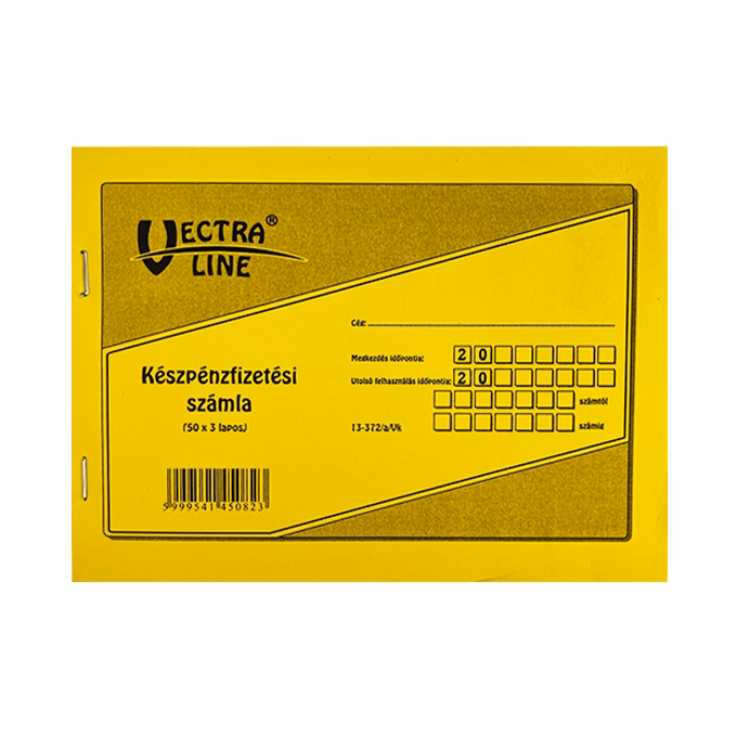 Nyomtatvány készpénzfizetési számla VECTRALINE A/5 fekvő 50x3 lapos 1 áfás
