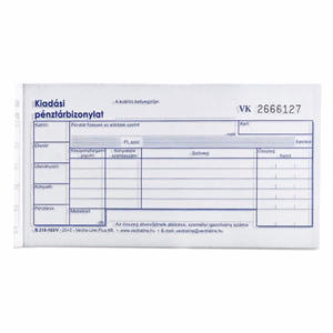 Nyomtatvány kiadási pénztárbizonylat VECTRALINE fekvő 25x2 lapos
