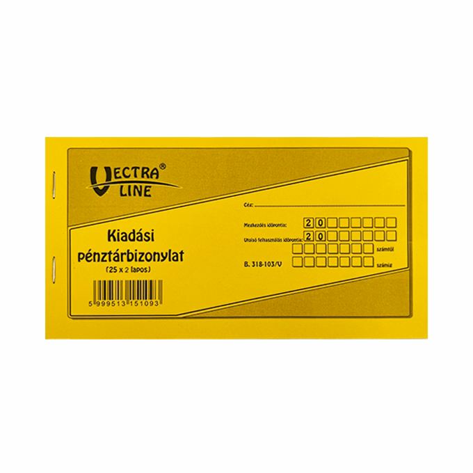 Nyomtatvány kiadási pénztárbizonylat VECTRALINE fekvő 25x2 lapos