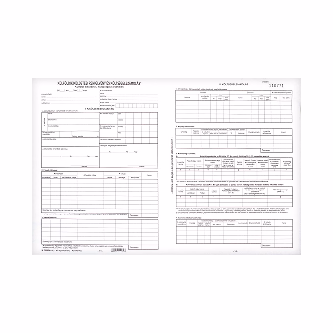 Nyomtatvány külföldi kiküldetési utasítás