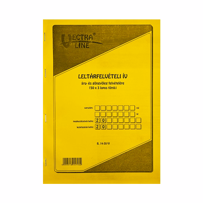 Nyomtatvány leltárfelviteli ív áru- és göngyöleg felvételére VECTRALINE A/4 álló 50x3 lapos
