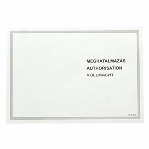 Nyomtatvány meghatalmazás gépjármű használatra A/6 Nyomtatvány meghatalmazás gépjármű használatra A/6