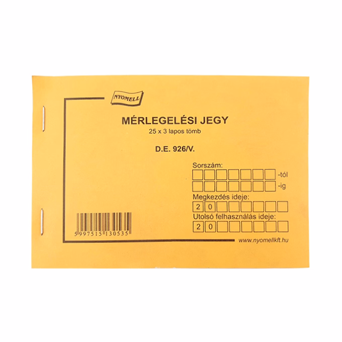 Nyomtatvány mérlegelési jegy 25x3 A/6