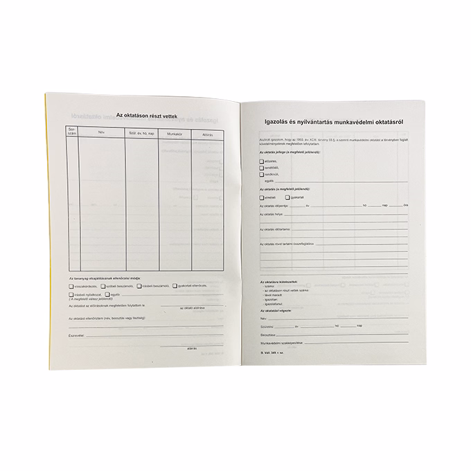 Nyomtatvány munkavédelmi oktatási napló VECTRALINE A/4 álló