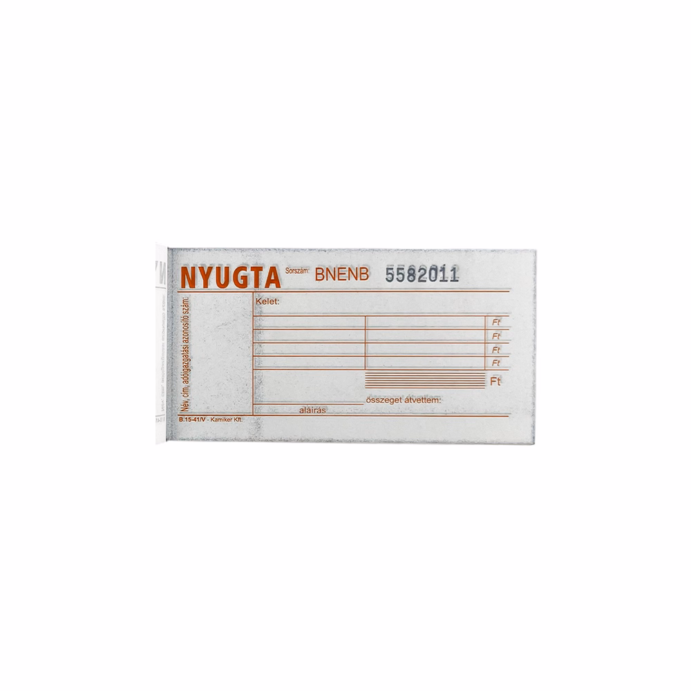 Nyomtatvány nyugta VECTRALINE 50x2 4 soros 20 darabos