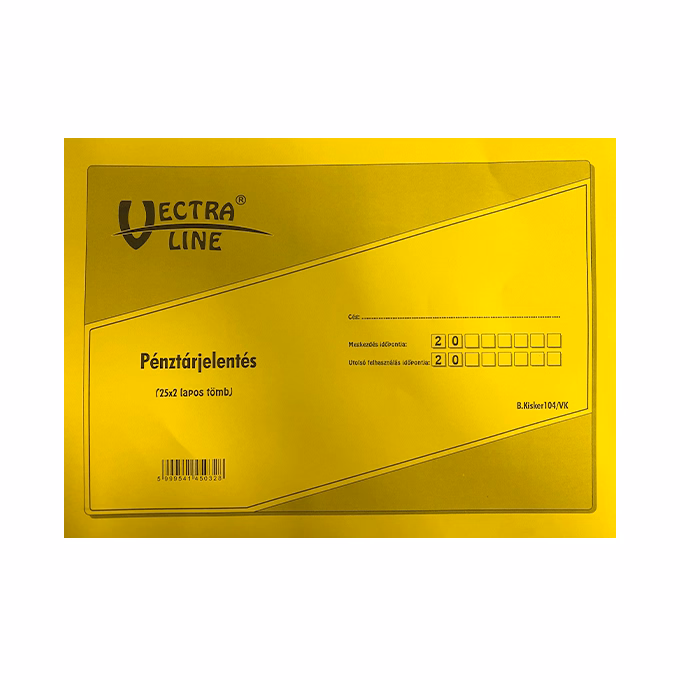 Nyomtatvány pénztárjelentés VECTRALINE A/4 fekvő 25x2 lapos