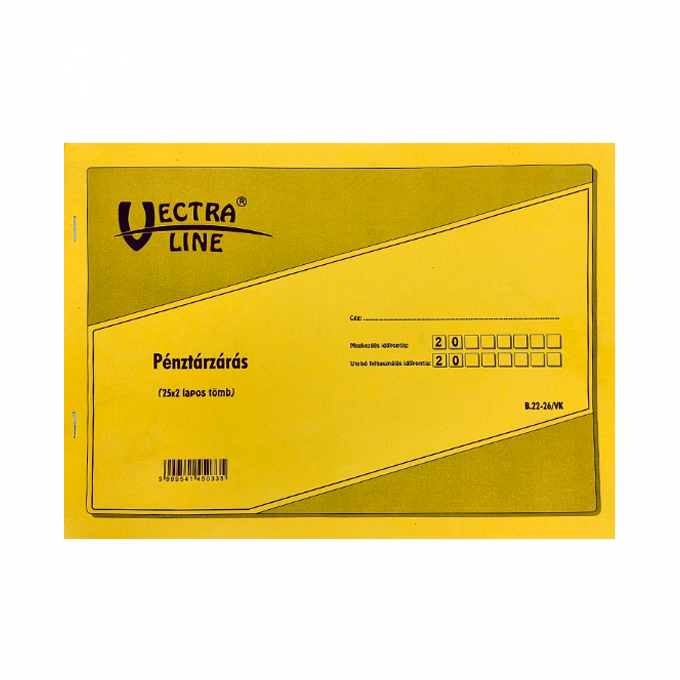 Nyomtatvány pénztárzárás VECTRALINE A/4 fekvő 25x2 lapos