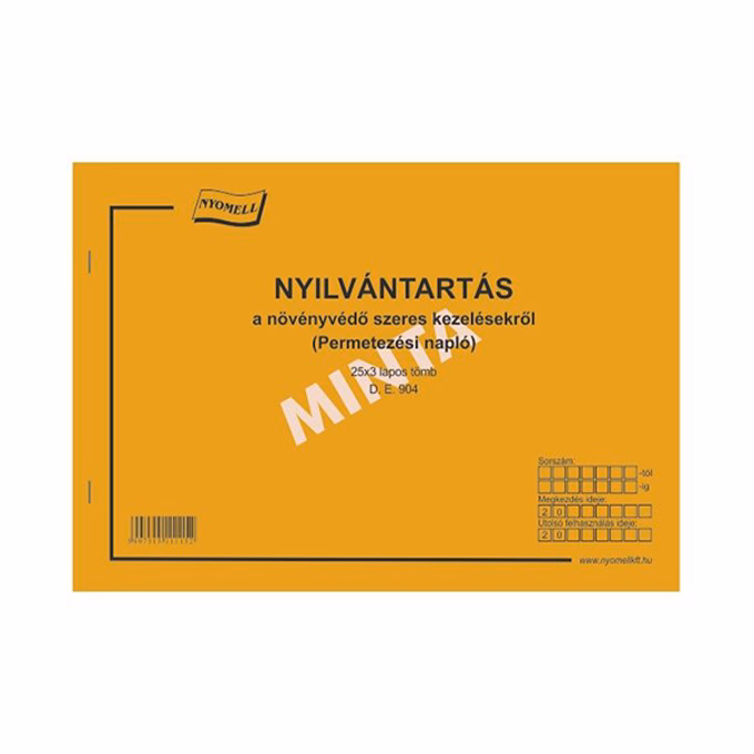 Nyomtatvány permetezési napló