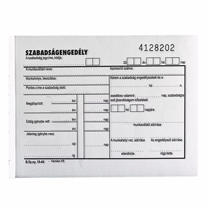Nyomtatvány szabadságengedély VECTRALINE A/6 fekvő 50x2 lapos Nyomtatvány szabadságengedély VECTRALINE A/6 fekvő 50x2 lapos