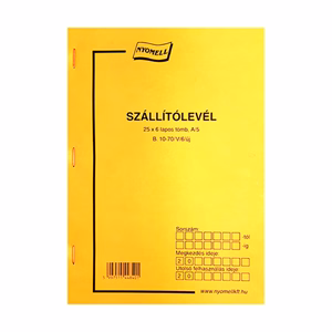 Nyomtatvány szállítólevél A/5 25x6 lapos Nyomtatvány szállítólevél A/5 25x6 lapos