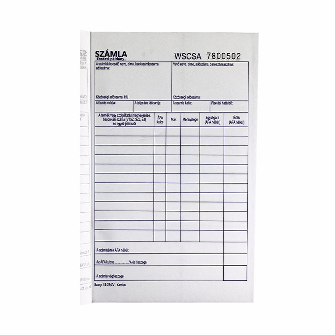 Nyomtatvány számla VECTRALINE A/5 álló 50x3 lapos 1 áfás