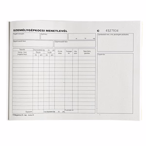 Nyomtatvány személygépkocsi menetlevél VECTRALINE A/4 fekvő 100 lapos