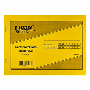 Nyomtatvány személygépkocsi menetlevél VECTRALINE A/5 fekvő 100 lapos