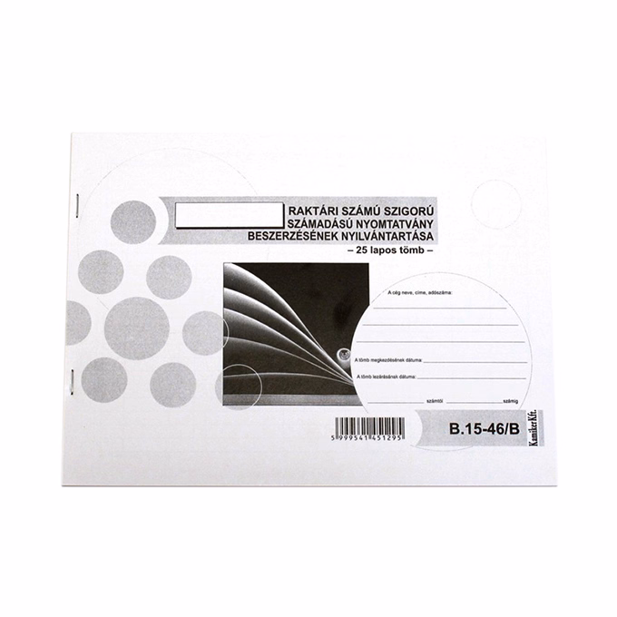 Nyomtatvány szigorú számadású nyomtatványok beszerzésének nyilvántartása A/4 25 lapos fekvő