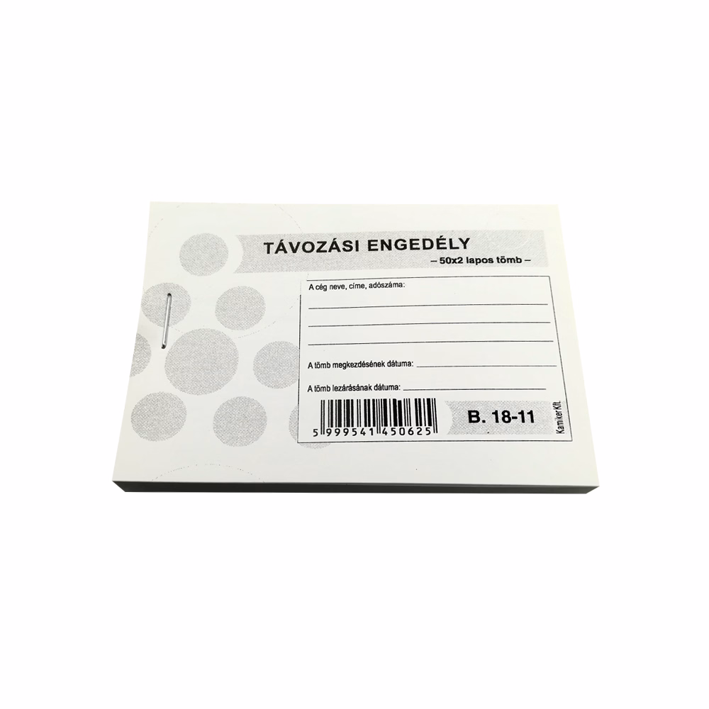 Nyomtatvány távozási engedély 50x2