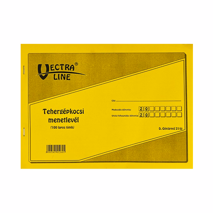 Nyomtatvány tehergépjármű menetlevél VECTRALINE A/4 100 lapos