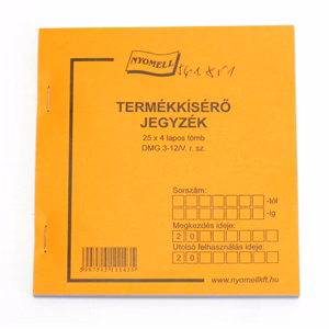 Nyomtatvány termékkisérő jegyzék