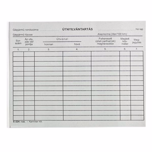 Nyomtatvány útnyilvántartás A/5 fekvő 50 lapos