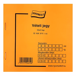 Nyomtatvány vételi jegy 50x3 Nyomtatvány vételi jegy 50x3